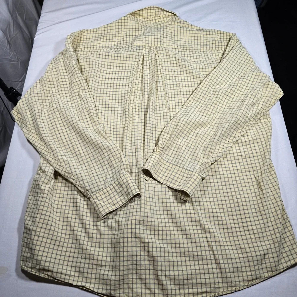 Brooks Brothers Mens XL Sport Shirt Yellow Blue Plaid‎ Cotton Button Down